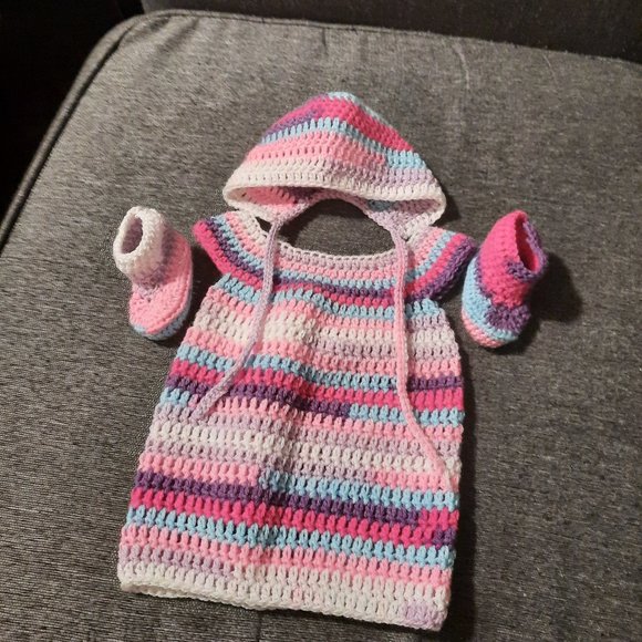 BABINE - Candy Stripe Baby Dress & Bonnet - Multi main image 0
